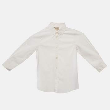 Gucci Kids White Logo Embroidery Cotton Button Front Shirt 8 Yrs