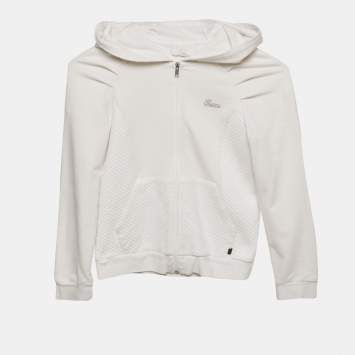 Gucci Kids White Cotton Zip-Up Jacket 8 Yrs 
