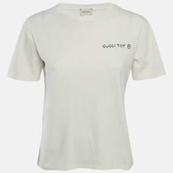 Gucci Off-White Printed Jersey Crewneck T-Shirt 12 Yrs