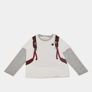 Pre Owned تي شيرت غوتشي جيرسي أبيض حقيبة ظهر بطبعة جرافيك 18/24 شهرًا