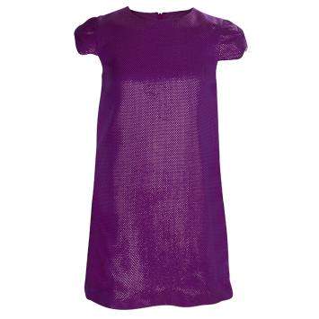 Pre Owned Gucci Purple Brocade Cap Sleeve Dress 8 Yrs