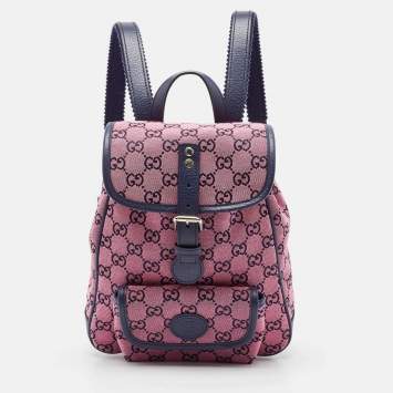 مملوكة مسبقًا Gucci Pink/Blue GG Canvas and Leather Backpack