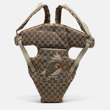 Pre Owned Gucci Beige GG Canvas and Leather Zoo Patch Baby Carrier