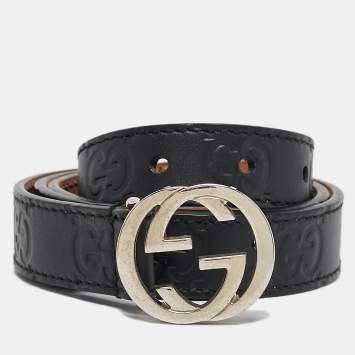Gucci Black Guccissima Leather Interlocking G Buckle Belt L