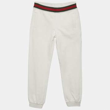 Gucci Kids White Web Trim Waistband Cotton Joggers 8 Yrs 
