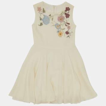 Gucci Cream Silk Floral Embroidered Dress Size 5 Yrs