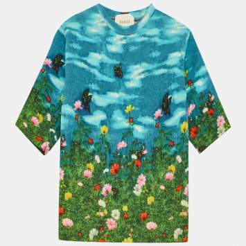 Pre Owned Gucci Kids Blue Garden Print Neoprene Sweatshirt 6Yrs