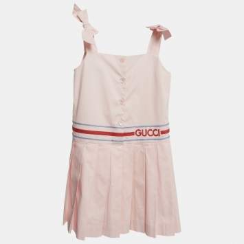 Pre Owned Gucci Kids Pink Cotton Pleated Dress 4Yrs