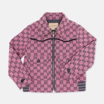 Pre Owned Gucci Pink GG Jacquard Bomber Jacket 4 Years