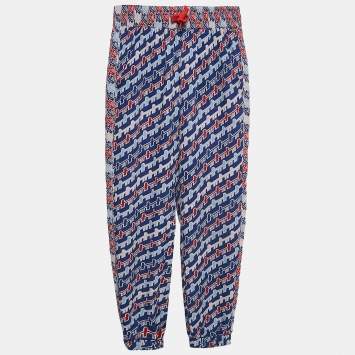 Kenzo Kids Blue/Red Printed Crepe Track Pants 8 Yrs 