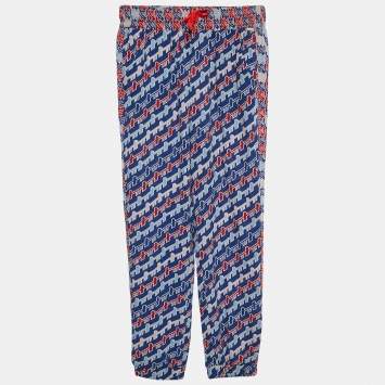 Kenzo Kids Royal Blue Printed Crepe Pants 8 Yrs
