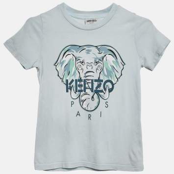 Pre Owned Kenzo Kids Tiger Logo Print Jersey T-Shirt 6 Yrs 