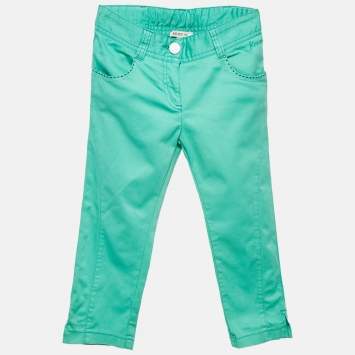 Kenzo Kids Green Embroidered Cotton Pants 10 Yrs