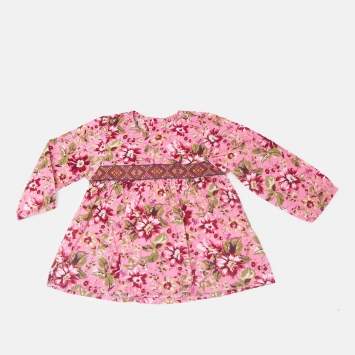 Kenzo Kids Pink Floral Print Cotton Dress 12M