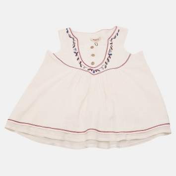 Kenzo White Embroidered Cotton Sleeveless Top 10 Yrs