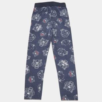 مملوكة مسبقًا Kenzo Kids Blue Logo Print Jersey Leggings 5Yrs