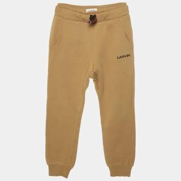 Pre Owned Lanvin Kids Beige Logo Embroidered Jersey Sweatpants 8 Yrs 