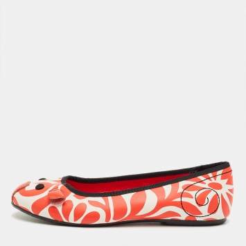 مملوكة مسبقًا Marc Jacobs Red/White Leather Mouse Ballet Flats Size 35