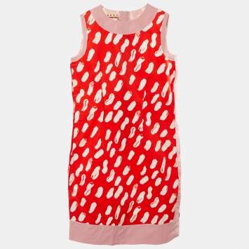 Marni Kids Red Printed Cotton Shift Dress Size 10 Yrs