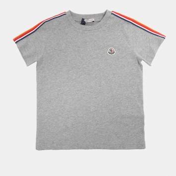 Pre Owned Moncler Grey Jersey Logo Patch T-Shirt 6 Yrs