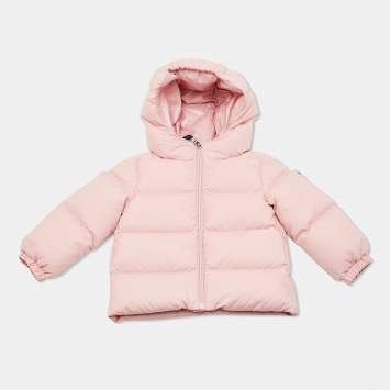 Moncler Kids Pink Synthetic Sharon Hooded Down Jacket 9/12M