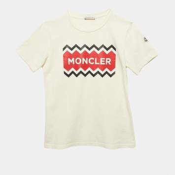 Moncler Kids Off White Printed Jersey T-Shirt 12 Yrs 
