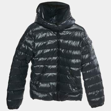 Pre Owned Moncler Kids Navy Blue Nylon Quilted Detachable Hood Down Jacket 14 Yrs 