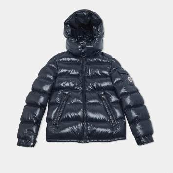 Pre Owned Moncler Kids Navy Blue Synthetic New Maya Hooded Jacket 10 Yrs 