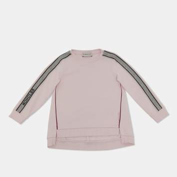 Pre Owned Moncler Kids Pink Cotton Tape Trimmed Sweatshirt 2 Yrs
