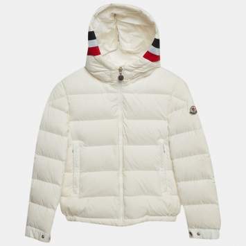 Pre Owned Moncler White Polyamide Hooded Puffer Jacket 10 Years