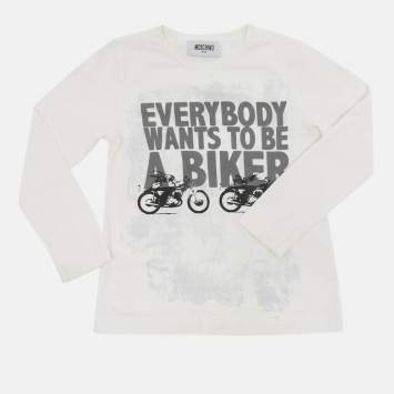 Pre Owned Moschino Kids White Printed Jersey Long Sleeve T-Shirt 4 Yrs