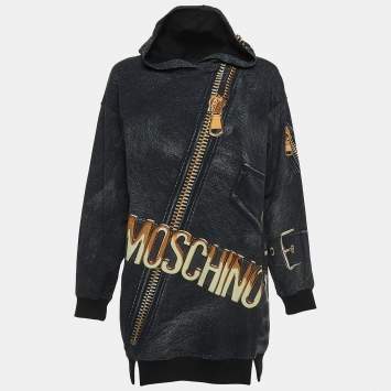 Pre Owned Moschino Teen Grey Printed Cotton Hoodie Dress (12 Yrs)