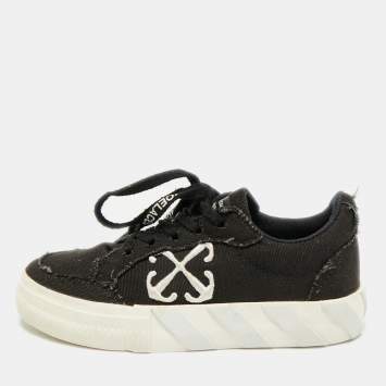 مملوكة مسبقًا Off-White Vulcanized Size 26 Black Canvas Low Top Sneakers