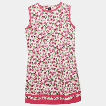 Pre Owned Oscar de la Renta Kids Pink Floral Print Cotton Sleeveless Dress 12 Yrs