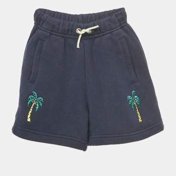 مملوكة مسبقًا Palm Angels Kids Blue Embroidered Cotton Shorts 4 Yrs 