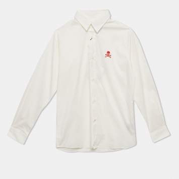 Pre Owned Philipp Plein Junior White Cotton Long Sleeve Shirt 10 Yrs 