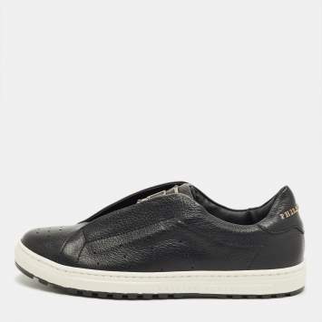 Pre Owned Philipp Plein Black Leather Studded Elles Sneakers Size 35