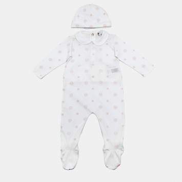 Pre Owned Philip Plein Baby White Printed Cotton Onesie Set 6-9M