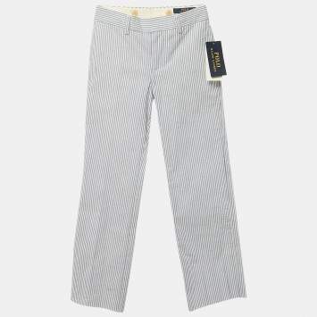 Pre Owned Polo Ralph Lauren Kids Blue Stripe Cotton Trousers 5 Yrs