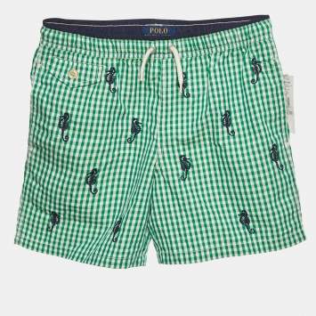 Pre Owned Polo Ralph Lauren Kids Green Checks Cotton Shorts M/10-12Yrs