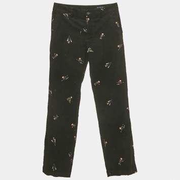 Pre Owned Polo Ralph Lauren Kids Black Bear Print Corduroy Pants 10 Yrs