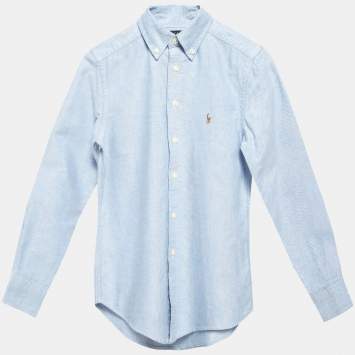 Pre Owned Polo Ralph Lauren Blue Cotton Button Front Shirt 8Yrs