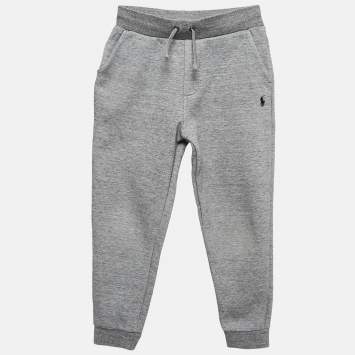 Pre Owned Polo Ralph Lauren Kids Grey Melange Knit Jogger Pants Size 7 Yrs 