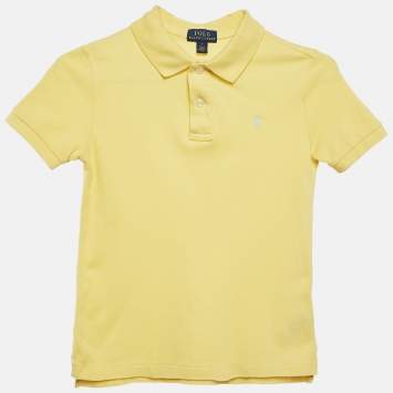 Pre Owned Polo Ralph Lauren Yellow Cotton Pique Polo T-Shirt 7 Yrs
