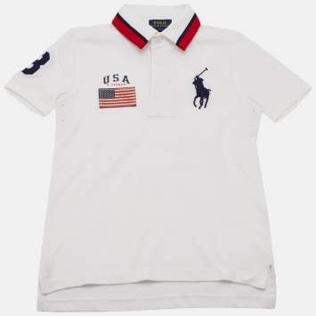 Pre Owned Polo Ralph Lauren Kids Embroidered Pique Polo T-Shirt 7 Yrs