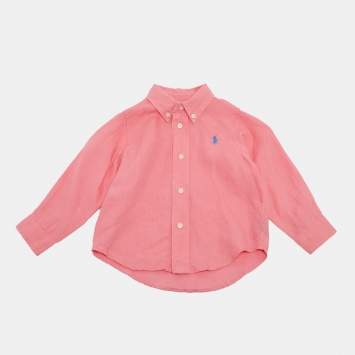 Pre Owned Ralph Lauren Kids Pink Linen Full Sleeve Shirt 18M