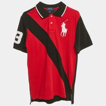 Pre Owned Polo Ralph Lauren Kids Black Embroidered Pony Cotton Polo T-Shirt L (14-16) Yrs   
