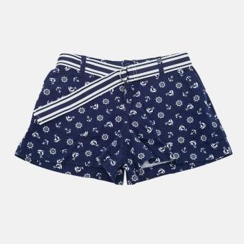 Pre Owned Polo Ralph Lauren Kids Navy Blue Printed Cotton Shorts 8Yrs 