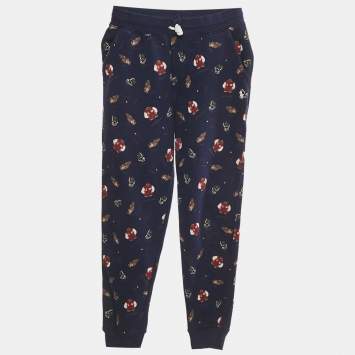 Pre Owned Polo Ralph Lauren Boys Navy Blue Baseball Print Cotton Sweatpants M/10-12Yrs