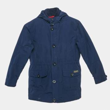Pre Owned Polo Ralph Lauren Navy Blue Cotton Blend Detachable Interior Vest Zip-Up Hoodie Jacket 7 Yrs